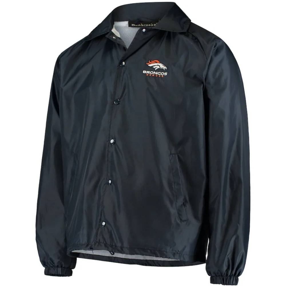 Denver Broncos Coaches Classic Raglan Full-Snap Windbreaker Jacket - Navy M